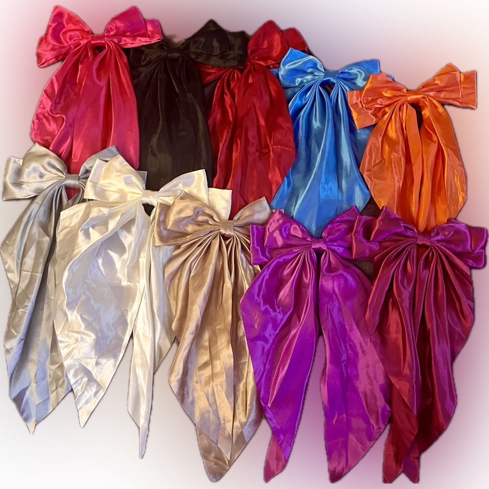15 Satin Hair Bows - Multicolor Set